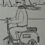 Caricatura 1: Lorenza in scooter